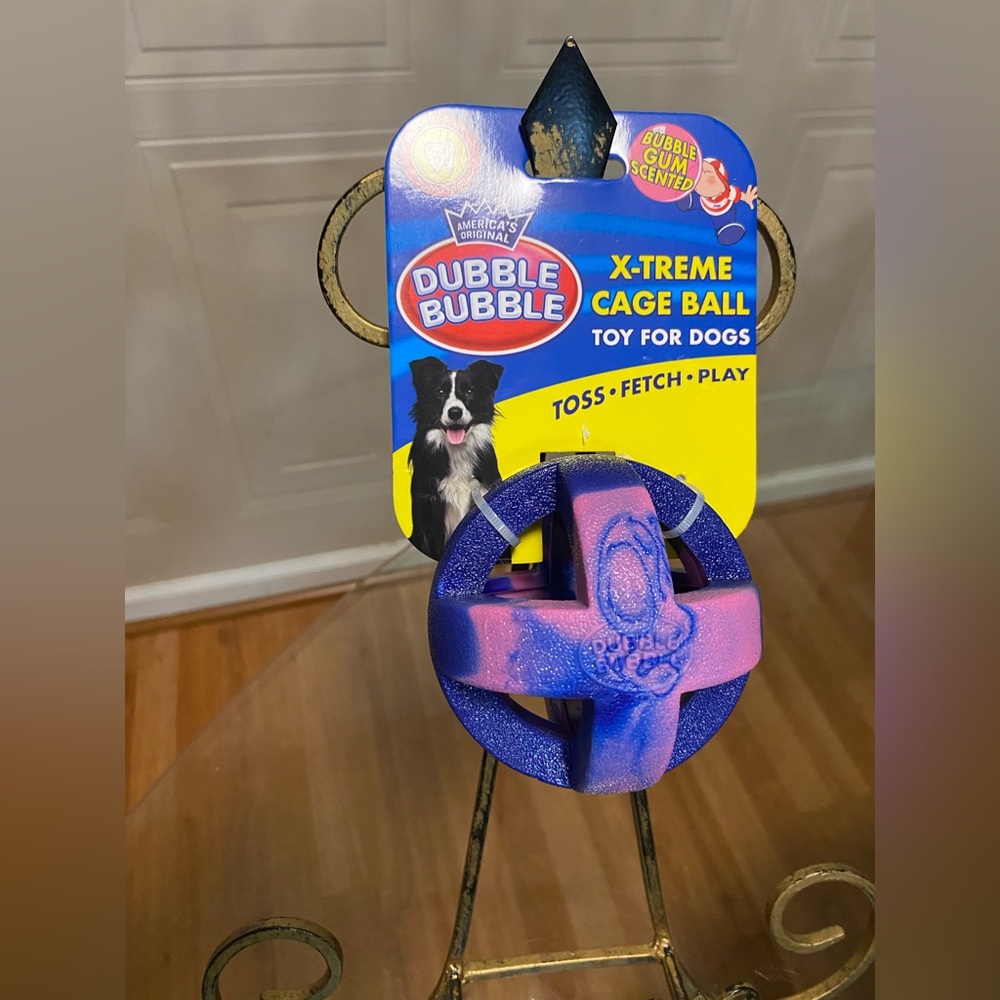 X-Treme Cage Ball Dog Toy - Blue and Pink